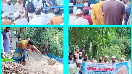 ভোলা-৩ আসনের জামায়াত সমর্থিত এমপি প্রার্থী মুহা. নিজামুল হক নাঈম কর্তৃক ফরাজগঞ্জ ইউনিয়নে রাস্তা সংস্কার কাজের উদ্বোধন